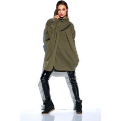 Bluza damska długa rozpinana - khaki, Uniwersalny. Brązowe bluzy damskie e-margeritka.pl, uniwersalny, bez wzorów, z bawełny, z długim rękawem, długie, bez kaptura. Za 159,99 zł.