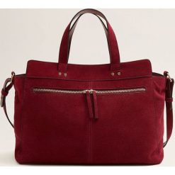 Mango - Torebka skórzana Manuel. Szare shopper bag damskie marki Mango, w paski, z materiału, do ręki, duże, zamszowe. Za 269,90 zł.