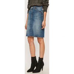 Answear - Spódnica. Niebieskie spódniczki damskie ANSWEAR, s, bez wzorów, z elastanu, z podwyższonym stanem, mini, ołówkowe. W wyprzedaży za 79,90 zł.