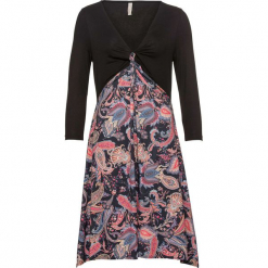 Sukienka w deseń boho bonprix czarno-ciemnoniebiesko-jasnobrązowy. Czarne sukienki damskie bonprix, z nadrukiem, boho, bez kołnierzyka, bez rękawów. Za 149,99 zł.