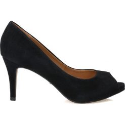 Czółenka: Czarne czółenka peep toe