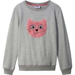 Bluza dresowa bonprix jasnoszary melanż - dymny jasnoróżowy. Szare bluzy dziewczęce bonprix, z aplikacjami, z dresówki, z długim rękawem, długie, bez kaptura. Za 37,99 zł.