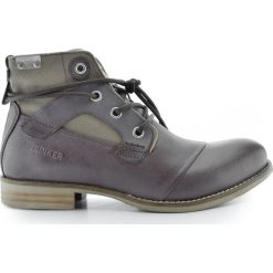 Buty zimowe męskie: Skórzane, sznurowane botki Yon