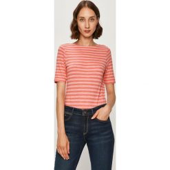 Marc O'Polo - T-shirt. Żółte bluzki damskie Marc O'Polo, s, bez wzorów, z bawełny, z okrągłym kołnierzem. W wyprzedaży za 179,90 zł.