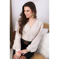 Koszula damska KAYA. Brązowe bluzki damskie IVET, xl, bez wzorów, eleganckie, bez kołnierzyka, bez rękawów. W wyprzedaży za 79,00 zł.