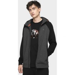 Bluza męska BLM006 - ciemny szary melanż. Szare bluzy męskie xl, bez wzorów, z dzianiny, klasyczne, z kapturem, bez rękawów, bez kaptura. W wyprzedaży za 129,99 zł.