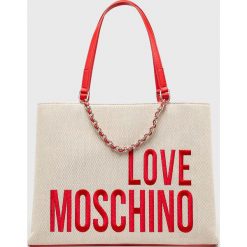 Love Moschino - Torebka. Szare torebki klasyczne damskie marki Love Moschino, z materiału, duże. Za 859,90 zł.
