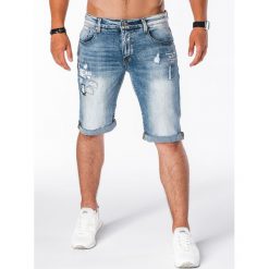 Spodenki i szorty męskie: KRÓTKIE SPODENKI MĘSKIE JEANSOWE W111 - NIEBIESKIE
