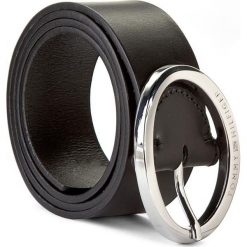 Pasek Damski TOMMY HILFIGER - Oval Buckle Belt 3.5 AW0AW03096 002. Czarne paski damskie TOMMY HILFIGER, w paski, ze skóry. Za 229,00 zł.