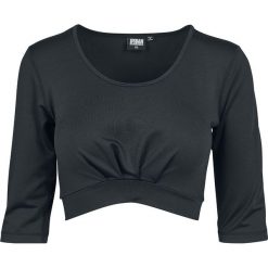 Bluzki z falbaną: Urban Classics Ladies Active 3/4 Sleeve Cropped Top Koszulka damska czarny