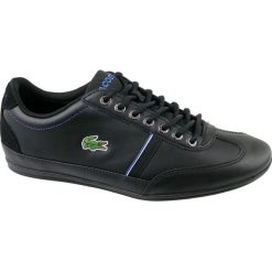 Lacoste Misano Sport 118 1 CAM00831Z2 42,5 Czarne. Czarne buty sportowe męskie Lacoste, ze skóry, bez zapięcia. W wyprzedaży za 399,99 zł.