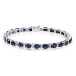 Piękna Bransoletka Złota - złoto 585, Diament 0,26ct,szafir. Żółte bransoletki damskie W.KRUK, z szafirem, złote. Za 11590,00 zł.