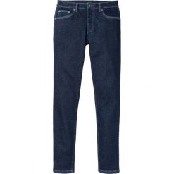 Dżinsy dresowe z odblaskowymi elementami Slim Fit Straight bonprix ciemnoniebieski "stone". Niebieskie jeansy męskie bonprix, m, bez wzorów. Za 49,99 zł.