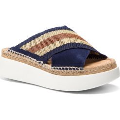 Espadryle UNISA - Basile Ks Ocean. Niebieskie espadryle damskie Unisa, bez wzorów, ze skóry, bez obcasa. W wyprzedaży za 249,00 zł.