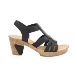 Rieker Sandały granatowy female niebieski 42. Niebieskie sandały damskie Rieker, w paski, z syntetyku, eleganckie, bez obcasa, na platformie, z paskami. Za 269,00 zł.