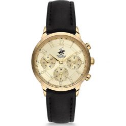 Zegarek kwarcowy w kolorze czarno-złotym. Żółte, analogowe zegarki damskie Beverly Hills Polo Club, złote. W wyprzedaży za 309,95 zł.