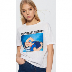 Koszulka #Iwokeuplikethis Disney - Biały. Białe t-shirty damskie marki Cropp, l, z motywem z bajki. Za 49,99 zł.