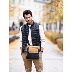 MIEJSKA TORBA NA RAMIĘ ZE SKÓRY NATURALNEJ ALWAYS WILD. Szare torby męskie skórzane ALWAYS WILD, w paski, ze skóry, eleganckie. Za 139,90 zł.