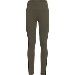 Legginsy z koronkowymi wstawkami z boku bonprix ciemnooliwkowy. Zielone spodnie damskie bonprix, z koronki. Za 54,99 zł.