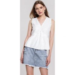 Biały Top Jactitate. Białe bluzki damskie Renee, s, bez wzorów, z tkaniny, bez kołnierzyka. Za 79,99 zł.