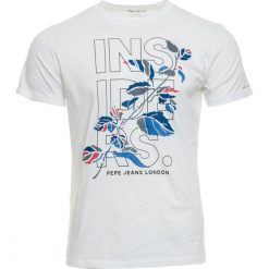 Pepe Jeans T-shirt męski Leone L biały. Białe koszulki męskie Pepe Jeans, m, z nadrukiem, z jeansu, bez kołnierzyka. Za 189,00 zł.