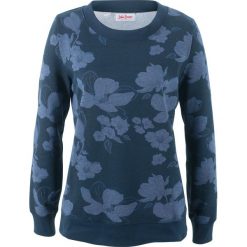 Bluza z nadrukiem, długi rękaw bonprix niebieski. Niebieskie bluzy damskie marki bonprix, z nadrukiem, z długim rękawem, długie, bez kaptura. Za 54,99 zł.