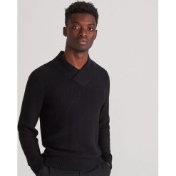 Sweter z kołnierzem - Czarny. Czarne swetry męskie Reserved, s, bez wzorów, bez kołnierzyka, bez kaptura. Za 119,99 zł.