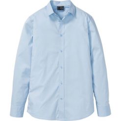 Koszula ze stretchem Slim Fit bonprix jasnoniebieski. Niebieskie koszule męskie bonprix, xl, bez wzorów, z tkaniny, bez kołnierzyka, bez rękawów. Za 74,99 zł.