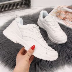 Buty sportowe skórzane damskie białe Filippo - biały. Białe buty sportowe damskie FILIPPO, bez wzorów, sportowe. Za 149,99 zł.