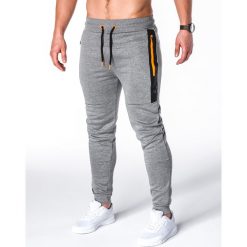 SPODNIE MĘSKIE DRESOWE P657 - GRAFITOWE. Szare spodnie dresowe męskie marki Ombre Clothing, s, z bawełny. Za 69,00 zł.