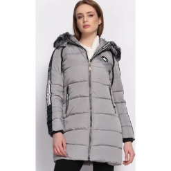 Szara Kurtka Discerning. Brązowe kurtki damskie pikowane marki QUECHUA, na zimę, m, z materiału. Za 189,99 zł.