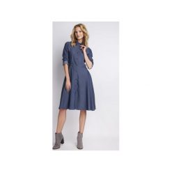 ROZKLOSZOWANA JEANSOWA SUKIENKA, SUK130 JEANS. Niebieskie sukienki damskie koktajlowe marki Lanti, m, z poliesteru, rozkloszowane. Za 183,00 zł.