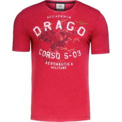 T-shirt AERONAUTICA MILITARE. Czerwone t-shirty męskie Aeronautica Militare, bez wzorów, z bawełny, z okrągłym kołnierzem. W wyprzedaży za 196,00 zł.
