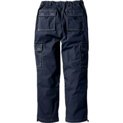 Spodnie bojówki Loose Fit Straight bonprix ciemnoniebieski. Niebieskie bojówki męskie bonprix, w paski. Za 79,99 zł.