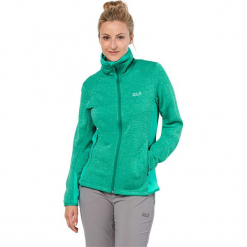 Kurtka polarowa "Skyland" w kolorze turkusowym. Czarne kurtki damskie marki Jack Wolfskin, w paski, z materiału, małe. W wyprzedaży za 304,95 zł.