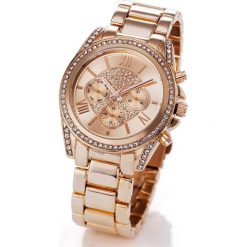 Zegarki damskie: Zegarek chronograf na metalowej bransoletce bonprix kolor czerwonego złota
