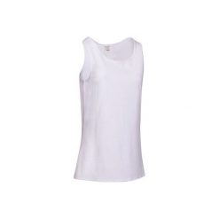 Top Gym & Pilates 100 damski. Białe topy damskie DOMYOS, xl, bez wzorów, z bawełny, bez kołnierzyka. Za 14,99 zł.