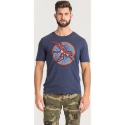 T-SHIRT Aeronautica Militare. Niebieskie t-shirty męskie Aeronautica Militare, s, z nadrukiem, z bawełny, z okrągłym kołnierzem. Za 299,00 zł.