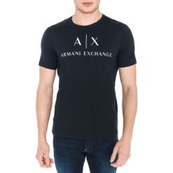 Armani Exchange Koszulka Niebieski. Niebieskie podkoszulki męskie Armani Exchange, xxl, z nadrukiem, z bawełny, z krótkim rękawem. Za 223,95 zł.