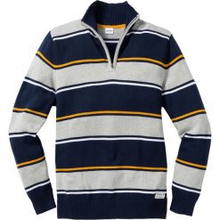Golfy męskie: Sweter ze stójką Regular Fit bonprix ciemnoniebieski w paski