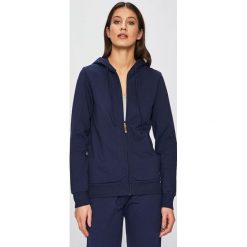Emporio Armani - Bluza. Niebieskie bluzy damskie Emporio Armani, s, bez wzorów, z elastanu, bez rękawów, z kapturem. W wyprzedaży za 439,90 zł.