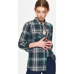Koszula w kratę - Khaki. Brązowe koszule damskie Cropp, s, bez wzorów, bez kołnierzyka, bez rękawów. Za 79,99 zł.