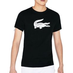 LACOSTE T-SHIRT > TH3377-258. Czarne koszulki męskie Lacoste, xl, bez wzorów, z bawełny, eleganckie, bez kołnierzyka, bez rękawów. W wyprzedaży za 149,99 zł.