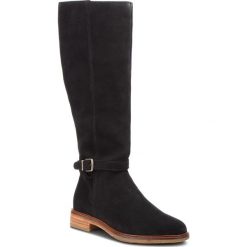 Oficerki CLARKS - Clarkdale Clad 261364184 Black Sde. Czarne kozaki damskie Clarks, ze skóry, bez obcasa, na obcasie, bez zapięcia. W wyprzedaży za 449,00 zł.