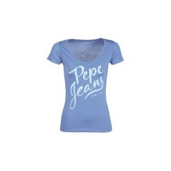 T-shirty z krótkim rękawem Pepe jeans ANDREA. Niebieskie t-shirty damskie marki Pepe Jeans, s, bez wzorów, z jeansu, bez kołnierzyka. Za 109,00 zł.