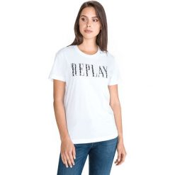 Replay Koszulka Biały. Białe koszulki damskie Replay, s, z nadrukiem, z bawełny, bez kołnierzyka, z krótkim rękawem. Za 188,95 zł.
