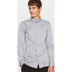 Koszule męskie: Elegancka koszula slim fit – Jasny szar