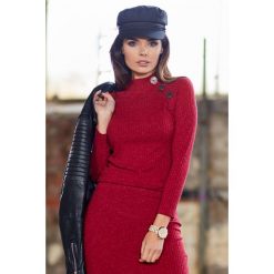 Sweter A315 bordowy. Czerwone swetry damskie Awama, xl, z aplikacjami, z dzianiny, wizytowe, z długim rękawem, długie, bez kaptura. Za 152,52 zł.