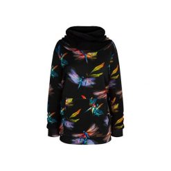 Bluza kangurka z dużym kapturem w ważki. Czarne bluzy damskie ekoszale, s, w kwiaty, z bawełny. Za 153,00 zł.