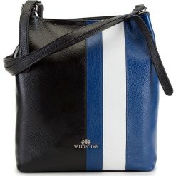 Torebka damska. Niebieskie torebki klasyczne damskie Wittchen, w paski, ze skóry, eleganckie, na ramię, bez dodatków. W wyprzedaży za 379,90 zł.